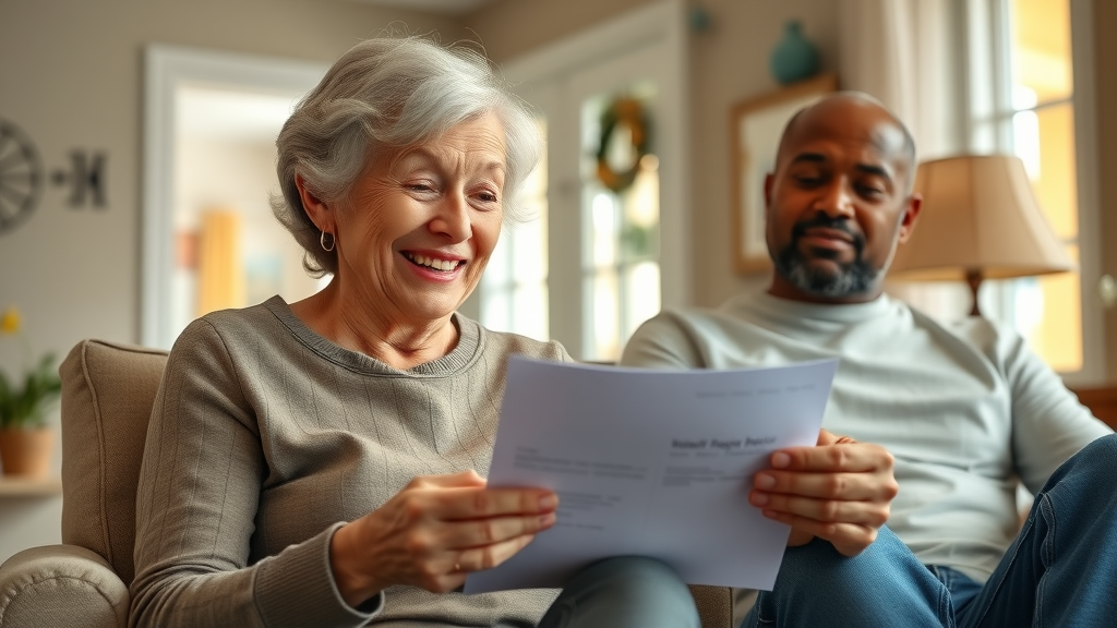 senior woman and family reviewing medicaid nursing home coverage Louisiana paperwork in a warm Louisiana home