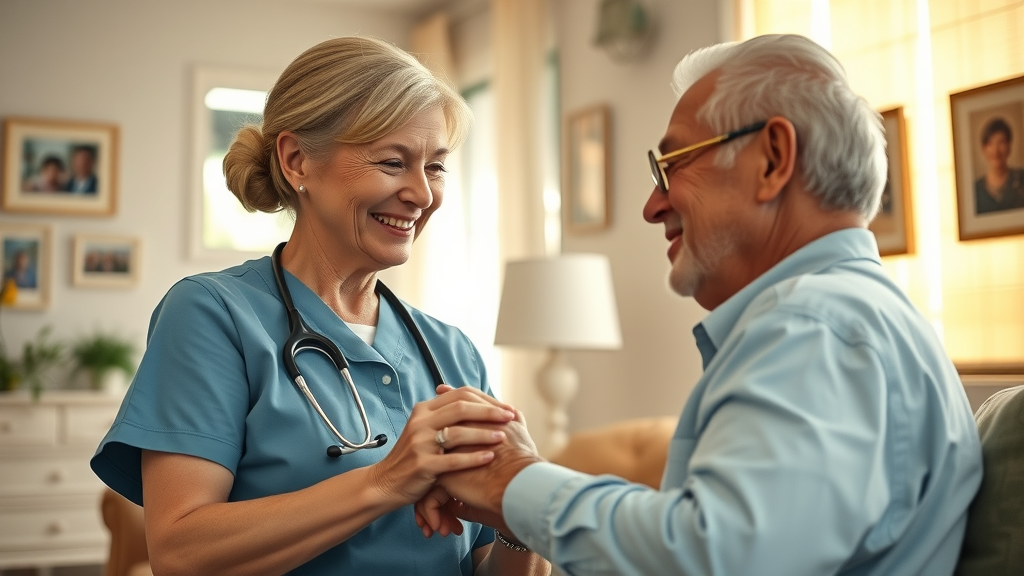 Home health nurse providing daily living support as part of home care services louisiana.
