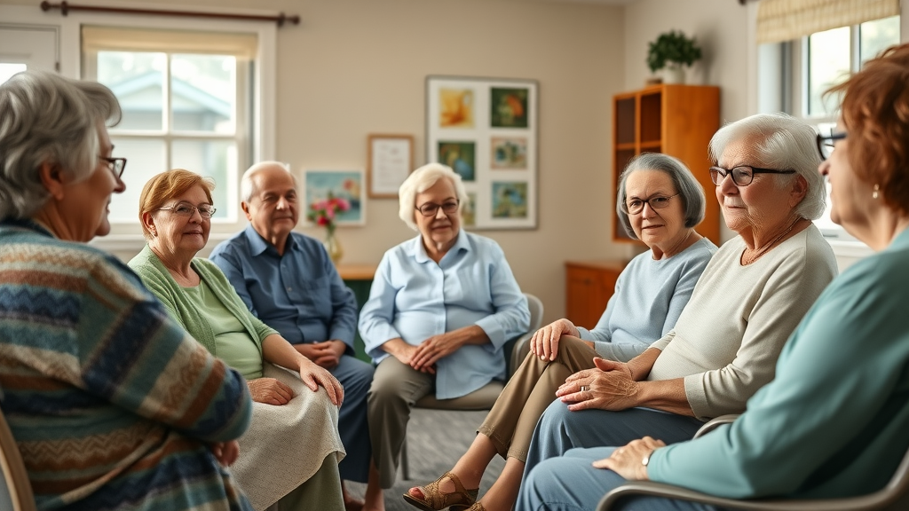 support group in Louisiana senior center discussing Medicaid nursing home FAQs