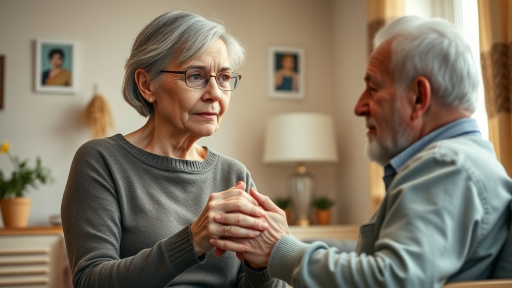 louisiana nursing home - concerned woman holding elderly father