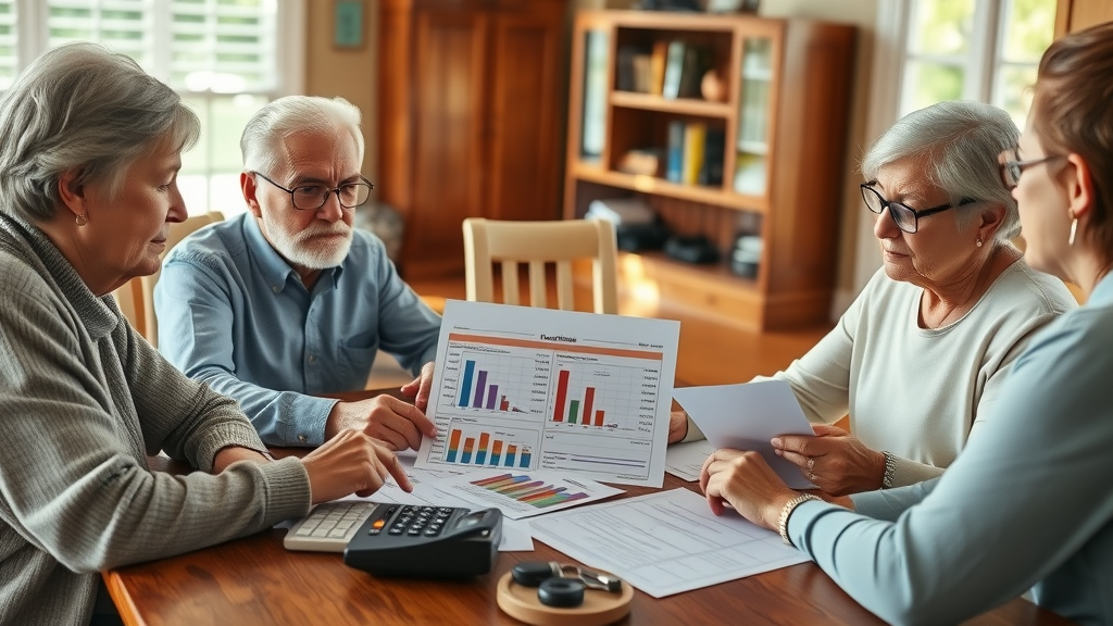Louisiana seniors and family reviewing cost charts for nursing home care and Medicaid coverage