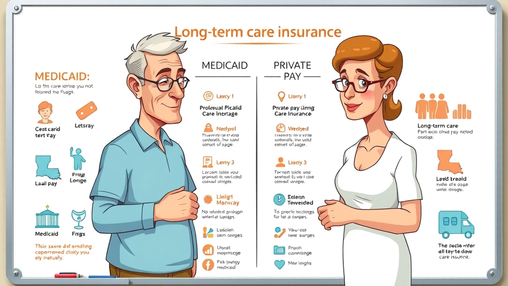 infographic comparing Medicaid, private pay, and long-term care insurance options in Louisiana