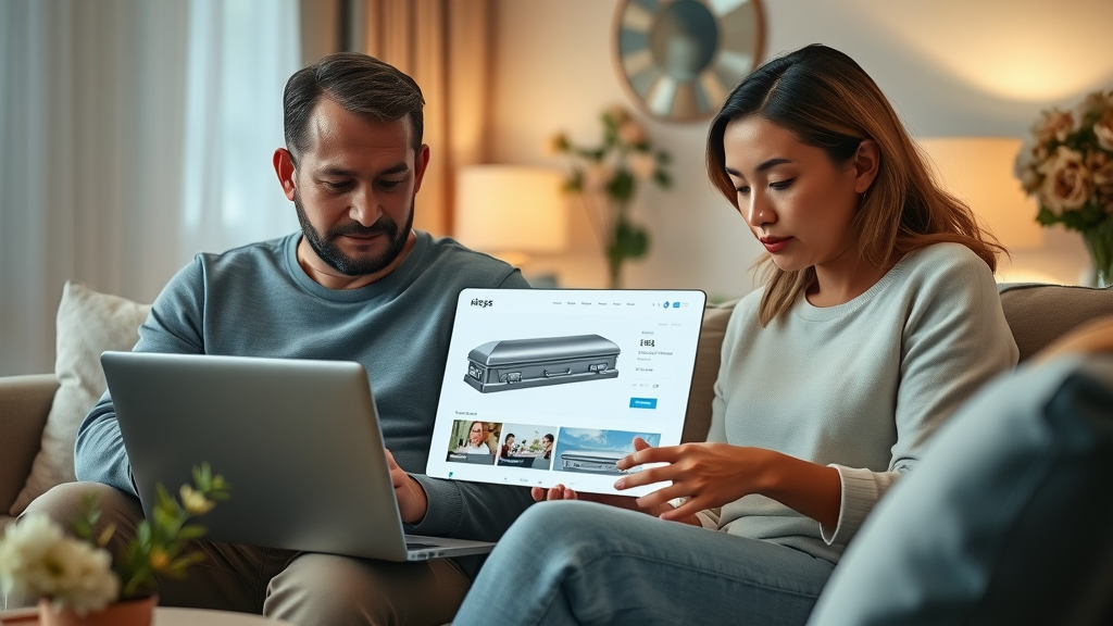 family viewing caskets online with dignity and calm - caskets online guide