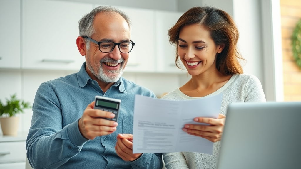 happy couple discussing their casket online savings at home