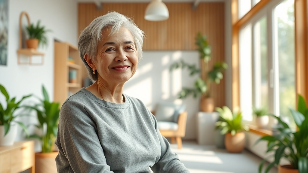 Bella Santé clinic interior with welcoming woman and peaceful wellness atmosphere