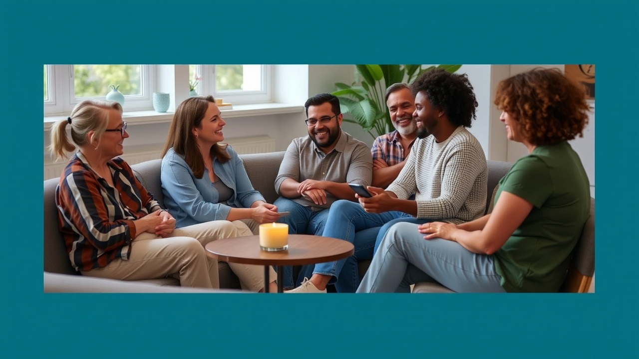 Group mental health services session showing supportive community environment.