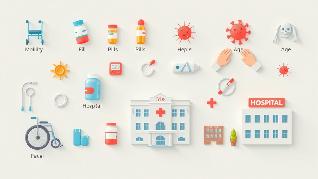 Infographic: Key risk factors for infections in nursing home residents - mobility, age, healthcare environment.