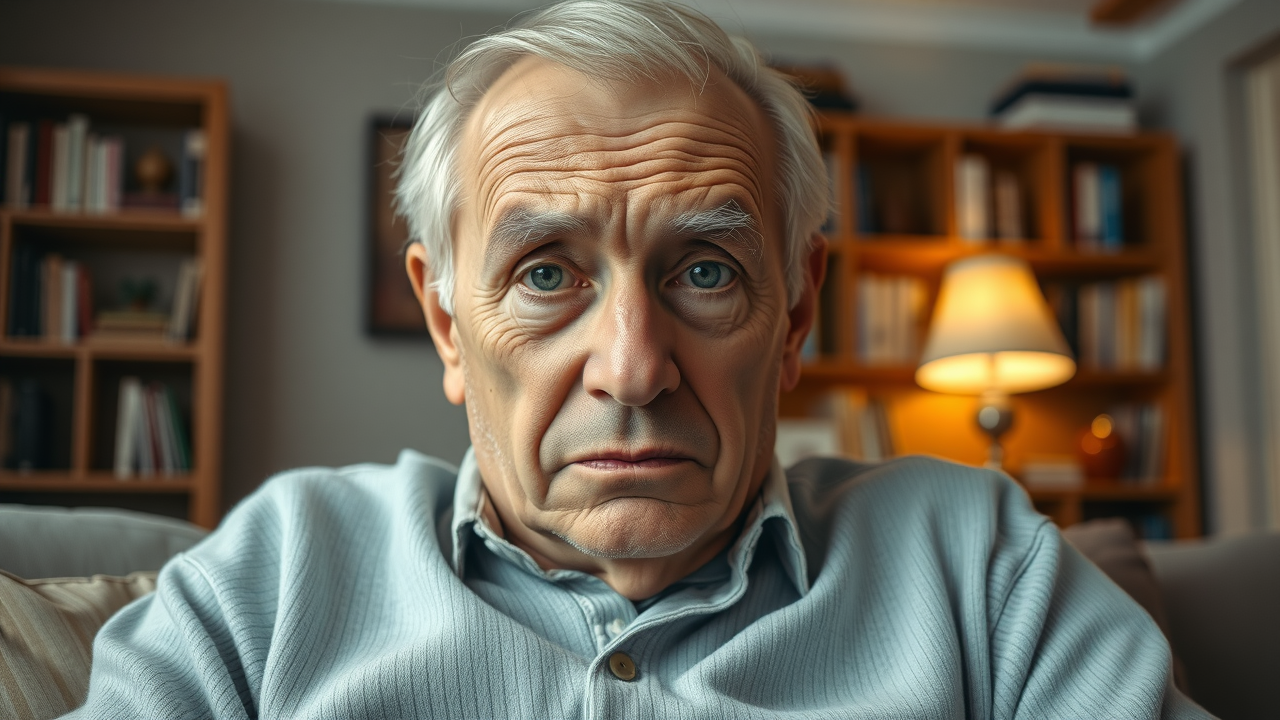 confused elderly man in home setting, sign of urinary tract infection