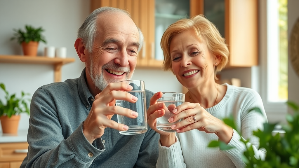 elderly couple drinking water, urinary tract infection prevention in older adults